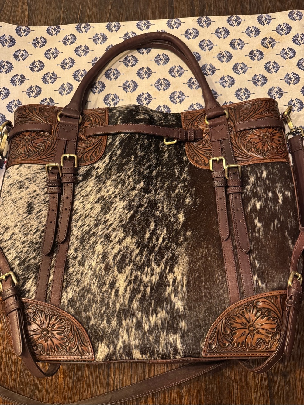 American Darling Cowhide Tooled Leather Concealed Carry Tote Bag